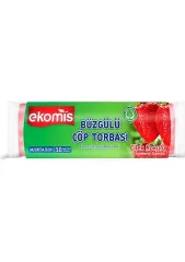 Ekomis Çilek Kokulu Büzgülü Çöp Torbası Orta Boy 10'lu (1 Paket)