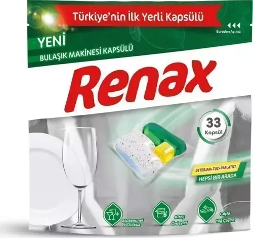 Renax Bulaşık Makina Kapsülü (Tableti) 33'Lü Yerli Ürün