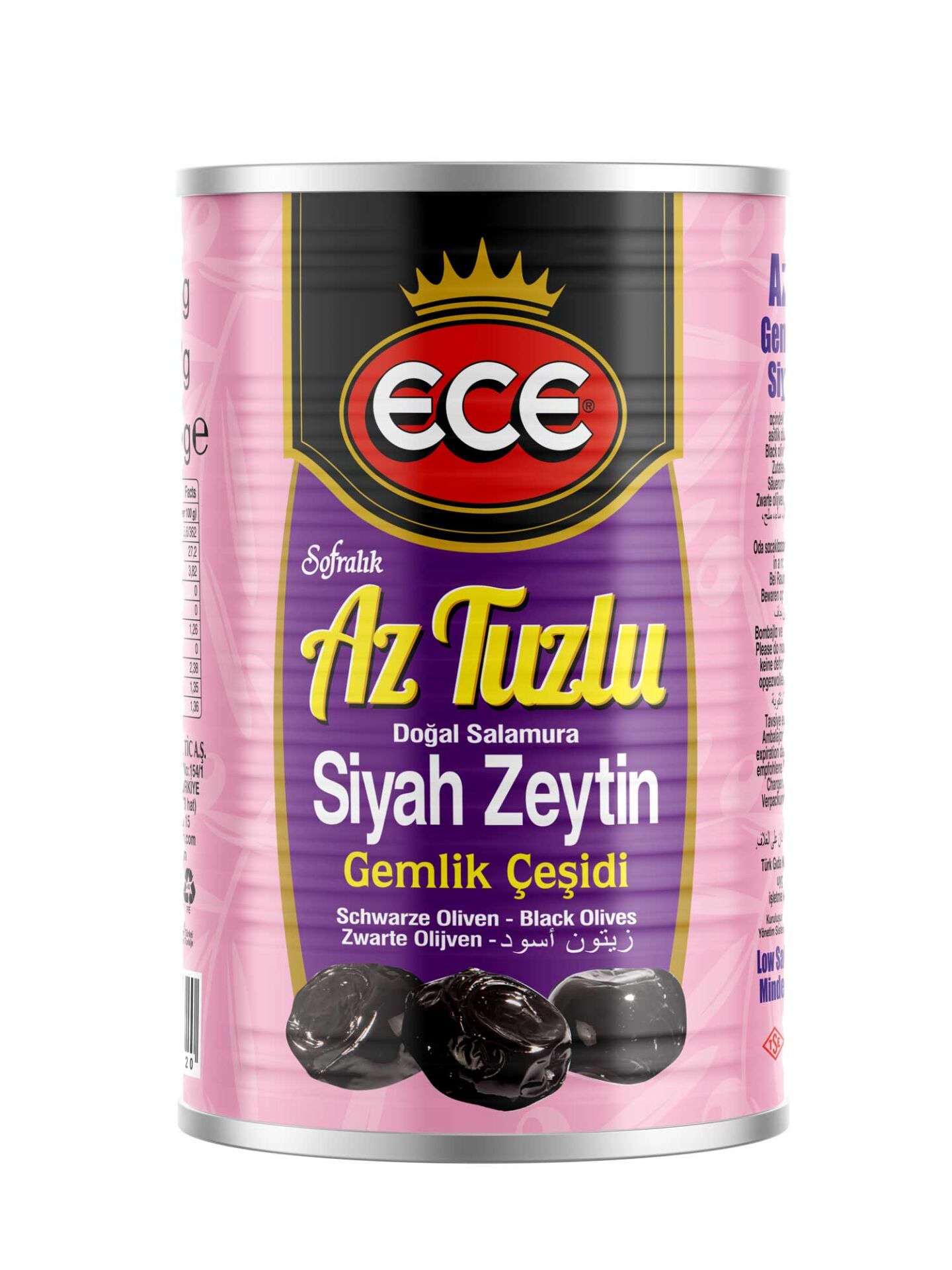3/2 TENEKE ECE AZ TUZLU SİYAH ZEYTİN NET AGIRLIK 1200 GR SÜZME AĞRLIK 800 GR
