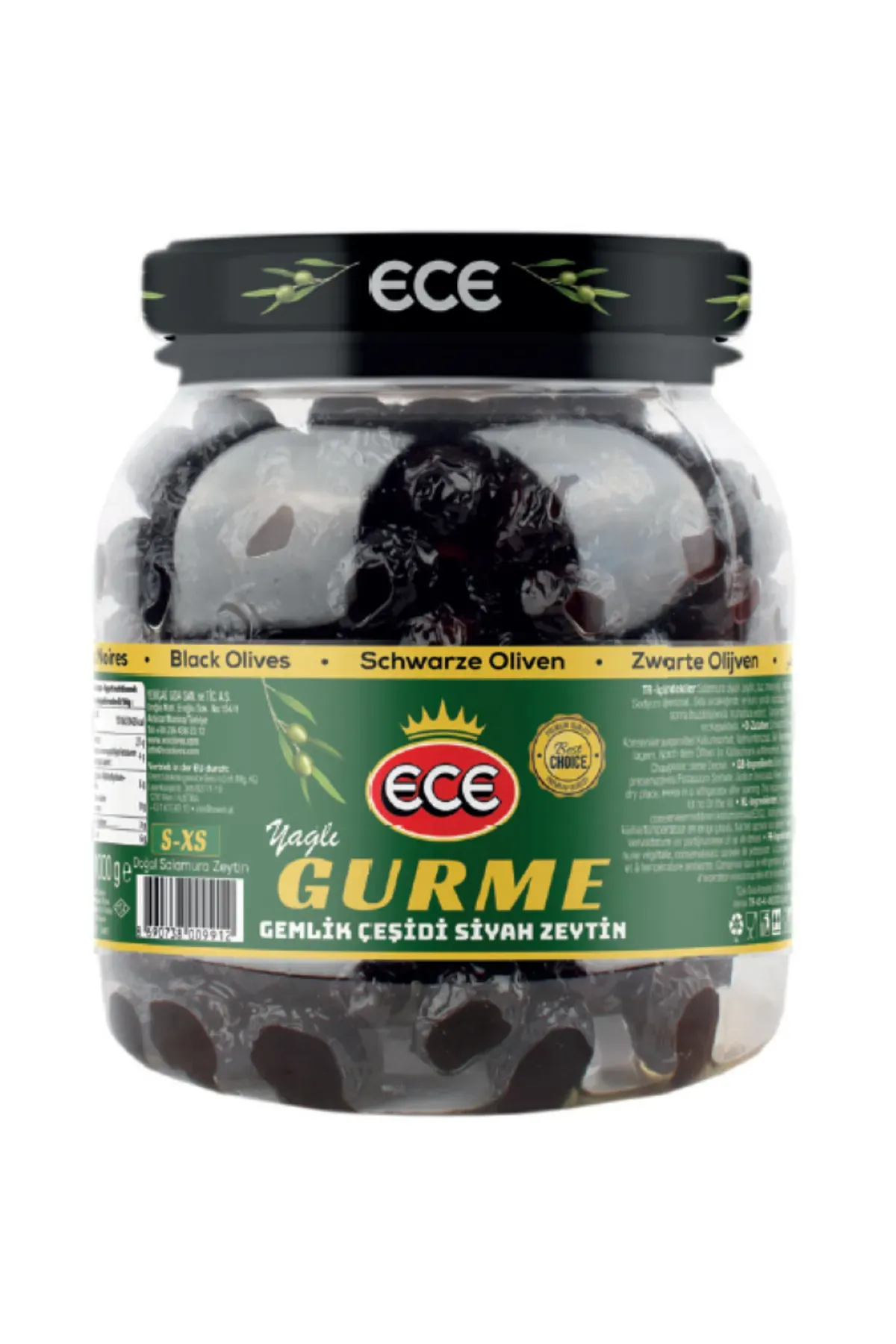 ECE ZEYTİN ECE GEMLİK GURME SİYAH ZEYTİN 1500 CC NET AĞIRLIK 1000 GR
