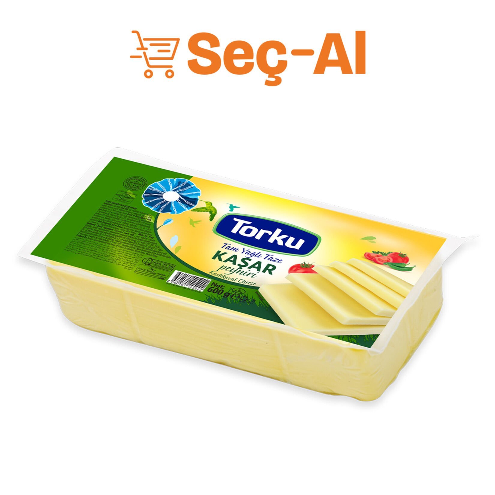 Torku Tam Yağlı Taze Kaşar Peyniri 600 G