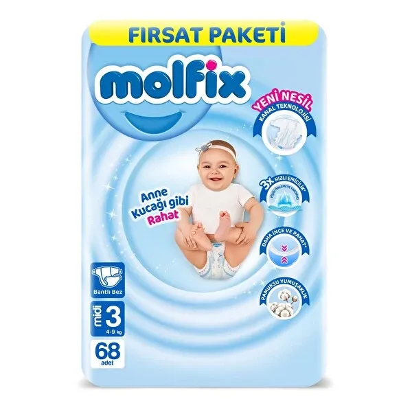 Molfix Bebek Bezi Fırsat Paketi 3 Beden 68'li