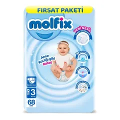 Molfix Bebek Bezi Fırsat Paketi 3 Beden 68'li
