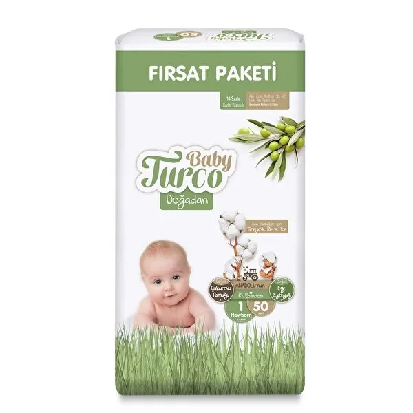 Baby Turco Doğadan Fırsat Paket Yenidoğan Bebek Bezi 50'li