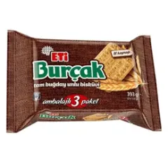 Eti 393 gr 3'lü Burçak Tam Buğday Unlu Bisküvi