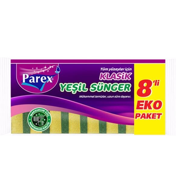 Parex Klasİk Yeşİl SÜnger DÜz 8'Lİ