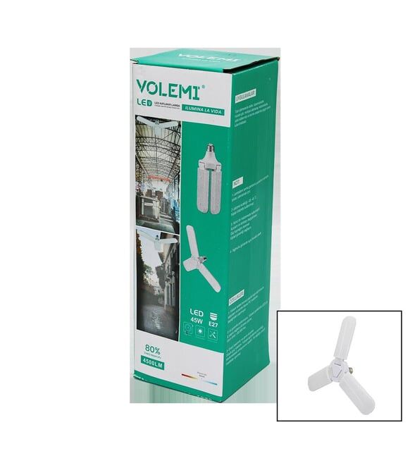 3 KOLLU 45W - E27 LED AMPUL KATLANIR 3 PERVANE + YUVARLAK LAMBA