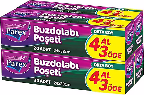 Parex Orta Boy Buzdolabı Poşeti 4x20'li
